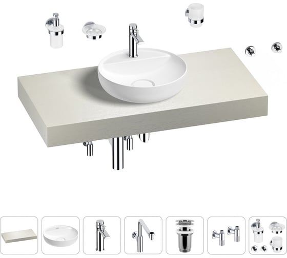 Комплект мебели для ванной комнаты с раковиной Wellsee Genuine Tree 201016656 1