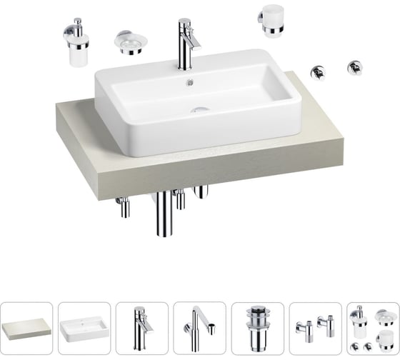 Комплект мебели для ванной комнаты с раковиной Wellsee Genuine Tree 201018036 1