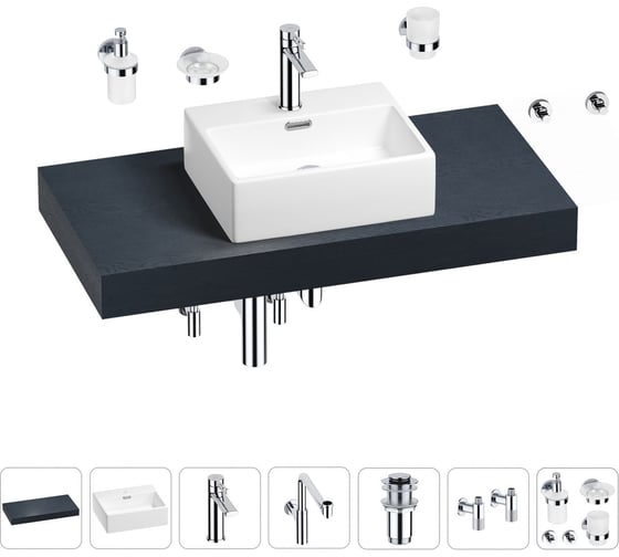 Комплект мебели для ванной комнаты с раковиной Wellsee Genuine Tree 201018346 1