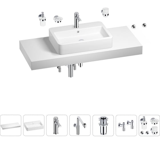 Комплект мебели для ванной комнаты Wellsee Genuine Tree с раковиной 201018196 1