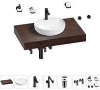 Комплект мебели для ванной комнаты с раковиной Wellsee Genuine Tree 201016627