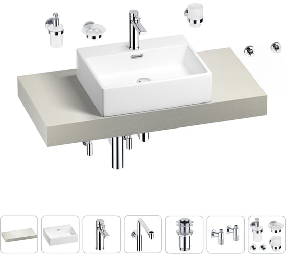 Комплект мебели для ванной комнаты с раковиной Wellsee Genuine Tree 201018576 1