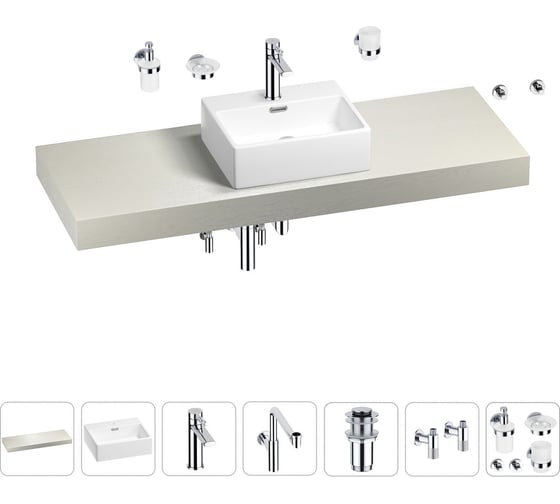 Комплект мебели для ванной комнаты с раковиной Wellsee Genuine Tree 201018456 1