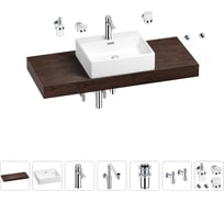 Комплект мебели для ванной комнаты с раковиной Wellsee Genuine Tree 201018666