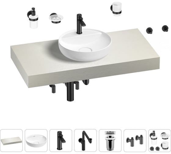 Комплект мебели для ванной комнаты с раковиной Wellsee Genuine Tree 201016657 1