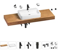 Комплект мебели для ванной комнаты с раковиной Wellsee Genuine Tree 201018237