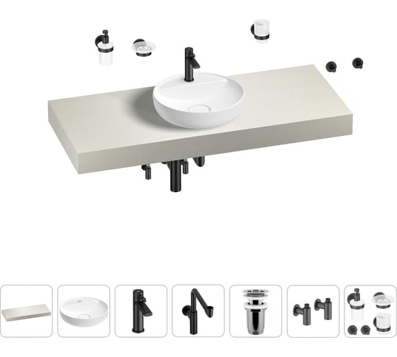 Комплект мебели для ванной комнаты с раковиной Wellsee Genuine Tree 201016717 1