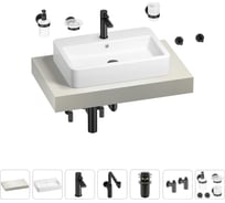 Комплект мебели для ванной комнаты с раковиной Wellsee Genuine Tree 201018037