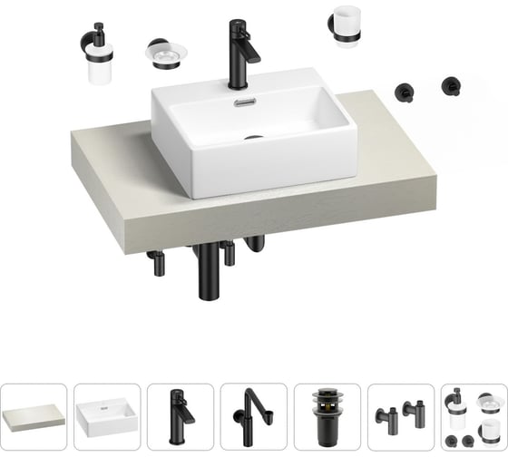 Комплект мебели для ванной комнаты с раковиной Wellsee Genuine Tree 201018277 1