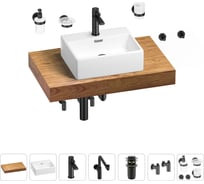 Комплект мебели для ванной комнаты Wellsee Genuine Tree с раковиной 201018297