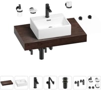 Комплект мебели для ванной комнаты с раковиной Wellsee Genuine Tree 201018307