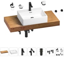 Комплект мебели для ванной комнаты Wellsee Genuine Tree с раковиной 201018597