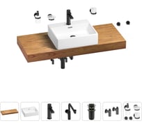 Комплект мебели для ванной комнаты Wellsee Genuine Tree с раковиной 201018657