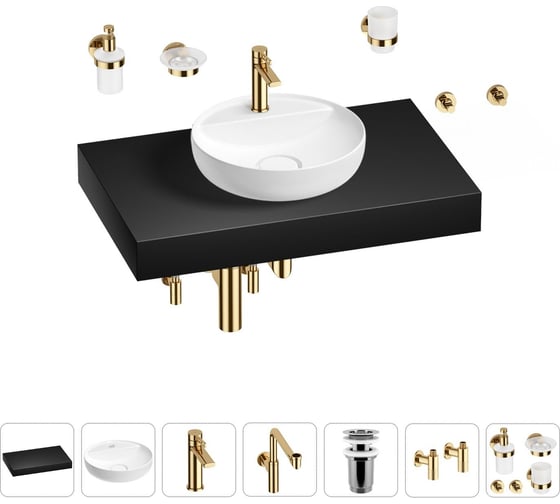 Комплект мебели для ванной комнаты с раковиной Wellsee Genuine Tree 201016648 1