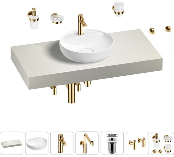 Комплект мебели для ванной комнаты с раковиной Wellsee Genuine Tree 201016658 1