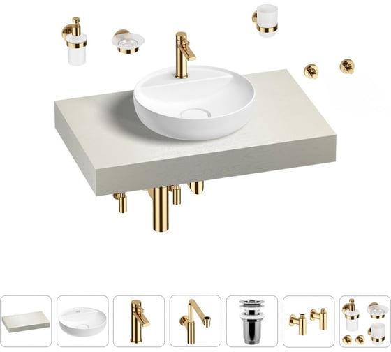 Комплект мебели для ванной комнаты с раковиной Wellsee Genuine Tree 201016598 1