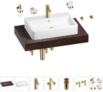 Комплект мебели для ванной комнаты с раковиной Wellsee Genuine Tree 201018068