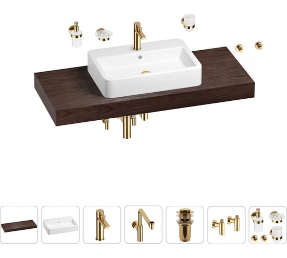 Комплект мебели для ванной комнаты с раковиной Wellsee Genuine Tree 201018188 1