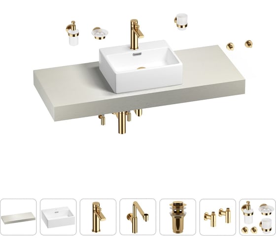 Комплект мебели для ванной комнаты с раковиной Wellsee Genuine Tree 201018398 1