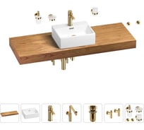 Комплект мебели для ванной комнаты с раковиной Wellsee Genuine Tree 201018478