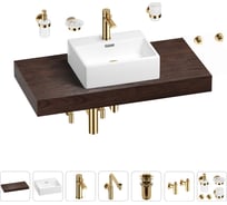 Комплект мебели для ванной комнаты с раковиной Wellsee Genuine Tree 201018368