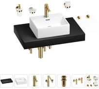 Комплект мебели для ванной комнаты с раковиной Wellsee Genuine Tree 201018328