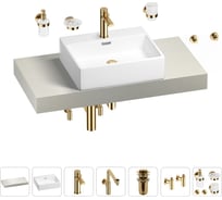 Комплект мебели для ванной комнаты с раковиной Wellsee Genuine Tree 201018578