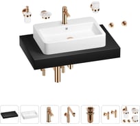 Комплект мебели для ванной комнаты с раковиной Wellsee Genuine Tree 201018089