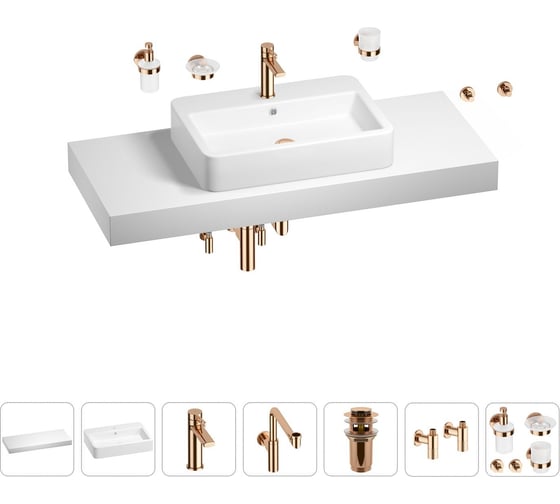 Комплект мебели для ванной комнаты Wellsee Genuine Tree с раковиной 201018199 1