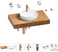 Комплект мебели для ванной комнаты с раковиной Wellsee Genuine Tree 201016619