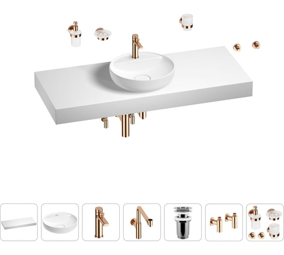 Комплект мебели для ванной комнаты с раковиной Wellsee Genuine Tree 201016759 1