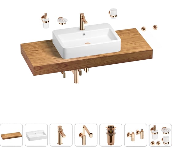 Комплект мебели для ванной комнаты Wellsee Genuine Tree с раковиной 201018179 1