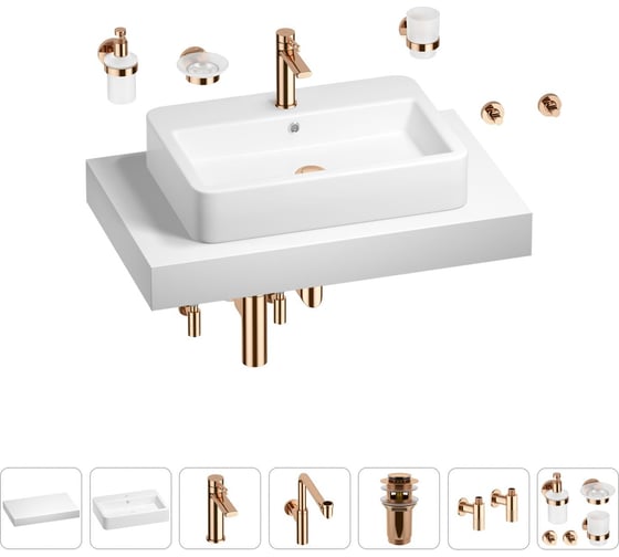 Комплект мебели для ванной комнаты Wellsee Genuine Tree с раковиной 201018079 1