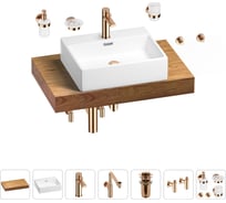 Комплект мебели для ванной комнаты Wellsee Genuine Tree с раковиной 201018539