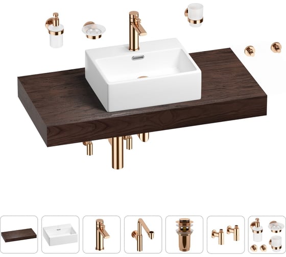 Комплект мебели для ванной комнаты с раковиной Wellsee Genuine Tree 201018369 1