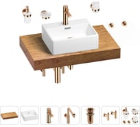 Комплект мебели для ванной комнаты Wellsee Genuine Tree с раковиной 201018299