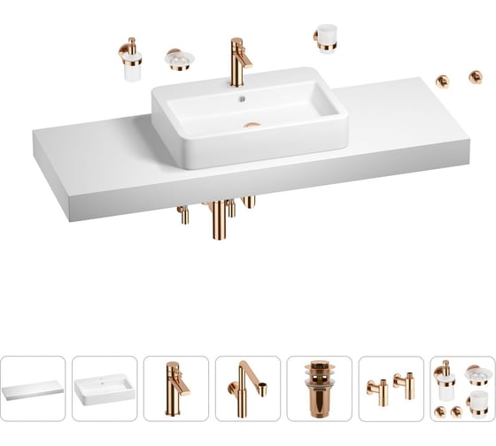 Комплект мебели для ванной комнаты Wellsee Genuine Tree с раковиной 201018259 1