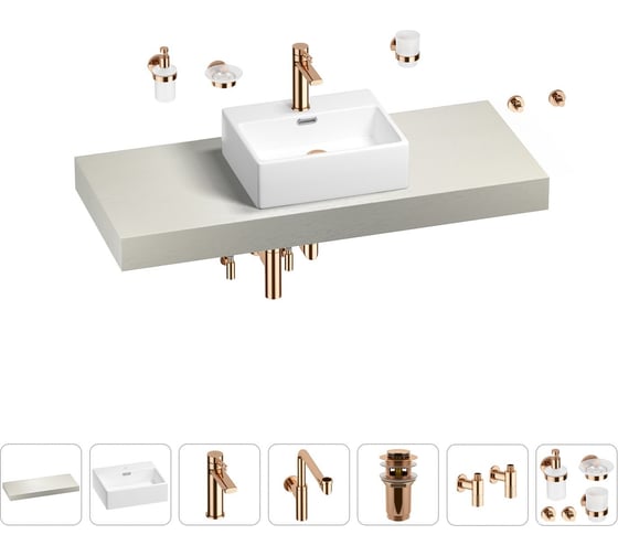 Комплект мебели для ванной комнаты с раковиной Wellsee Genuine Tree 201018399 1