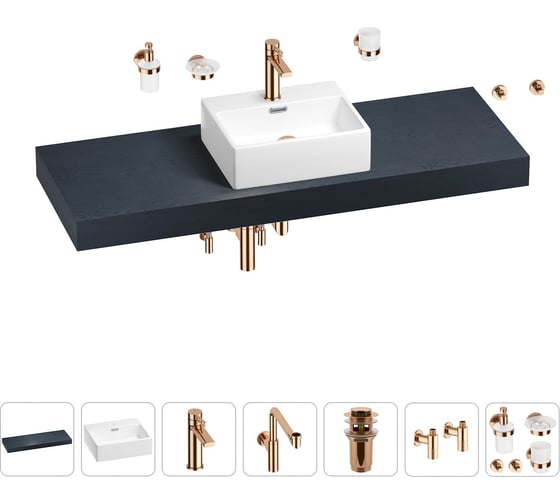 Комплект мебели для ванной комнаты Wellsee Genuine Tree с раковиной 201018469 1