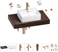 Комплект мебели для ванной комнаты с раковиной Wellsee Genuine Tree 201018309