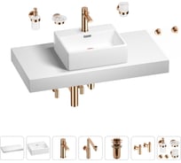 Комплект мебели для ванной комнаты с раковиной Wellsee Genuine Tree 201018379