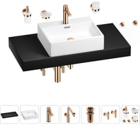 Комплект мебели для ванной комнаты с раковиной Wellsee Genuine Tree 201018629