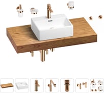 Комплект мебели для ванной комнаты Wellsee Genuine Tree с раковиной 201018359