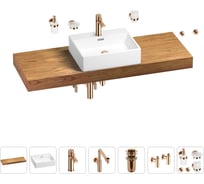 Комплект мебели для ванной комнаты с раковиной Wellsee Genuine Tree 201018719