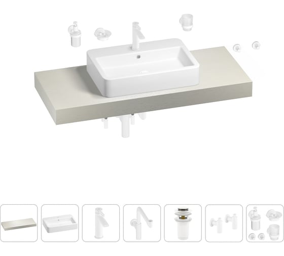 Комплект мебели для ванной комнаты с раковиной Wellsee Genuine Tree 201018160 1