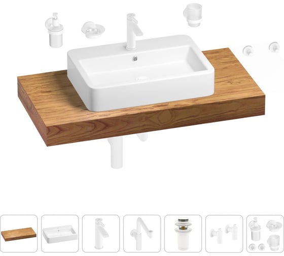 Комплект мебели для ванной комнаты Wellsee Genuine Tree с раковиной 201018120 1