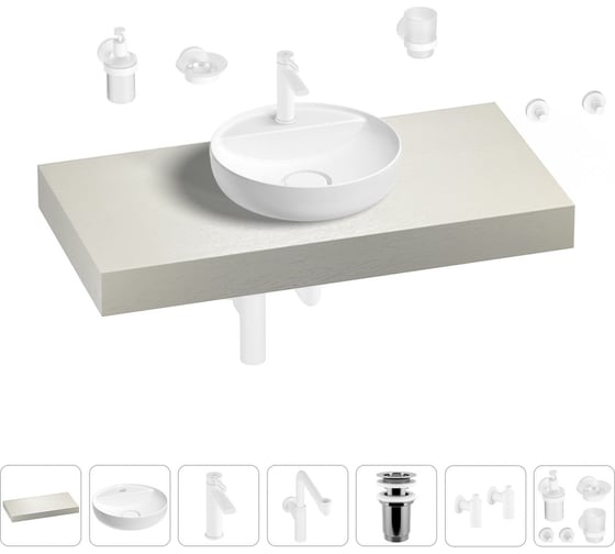 Комплект мебели для ванной комнаты с раковиной Wellsee Genuine Tree 201016660 1