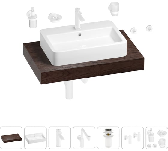 Комплект мебели для ванной комнаты с раковиной Wellsee Genuine Tree 201018070 1