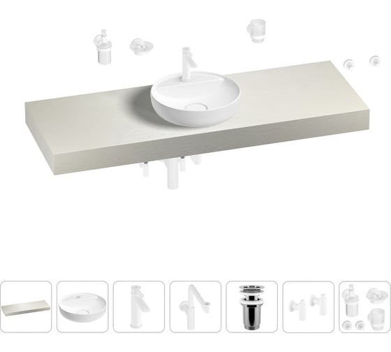 Комплект мебели для ванной комнаты с раковиной Wellsee Genuine Tree 201016780 1