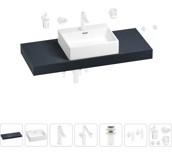 Комплект мебели для ванной комнаты с раковиной Wellsee Genuine Tree 201018650 1